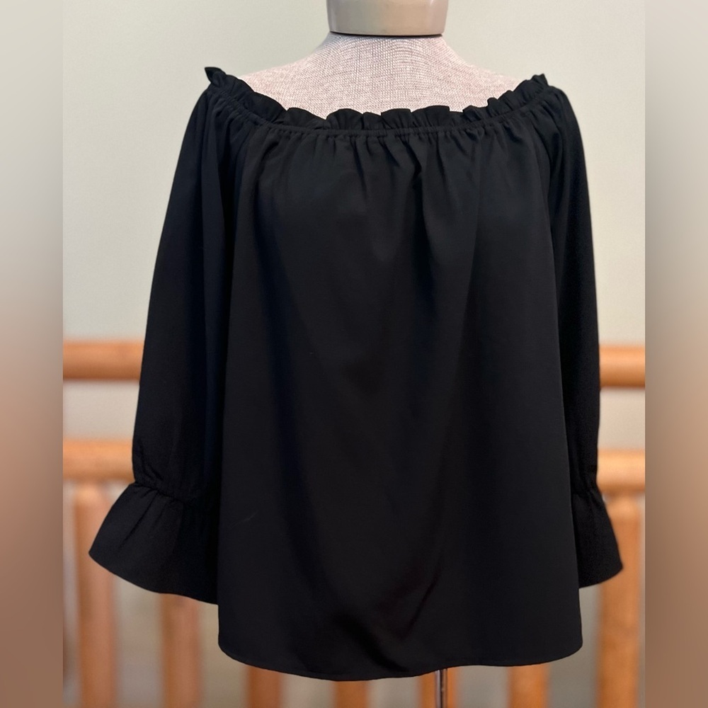 🖤 Lulus All in Good Fun Black Off-the-Shoulder Top - Sz Medium - Picture 9 of 11